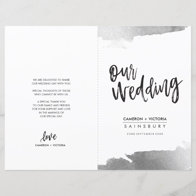 WEDDING PROGRAM Bürste luxuriös vergoldetes Silber (Vorderseite)