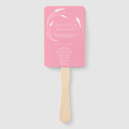 Wedding Program Fan Pink Line Art Fächer