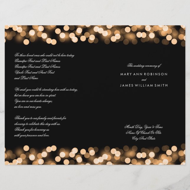 Wedding Program Gold Hollywood Glam (Vorderseite)