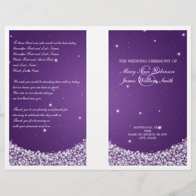Wedding Program Star Sparkle Lila (Vorderseite)