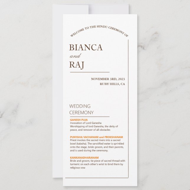 WEDDING-PROGRAMM EINLADUNG (Vorderseite)