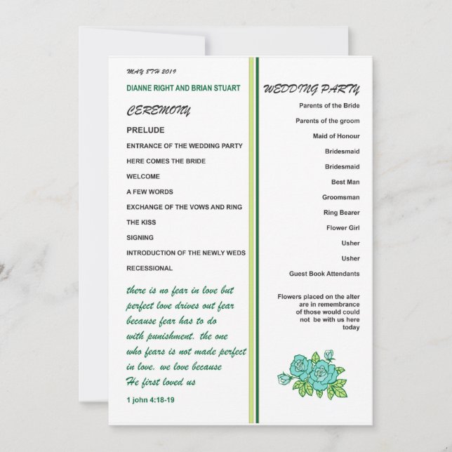 WEDDING-PROGRAMM EINLADUNG (Vorderseite)