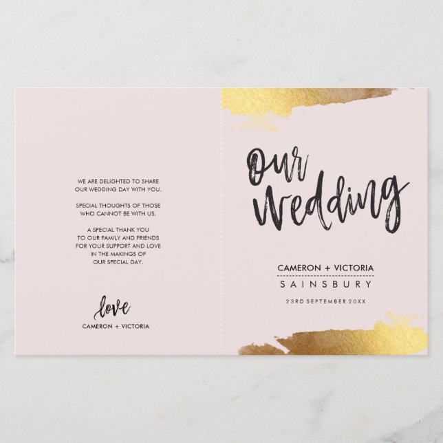 WEDDING-PROGRAMM, gebürstet, goldfarben (Vorderseite)