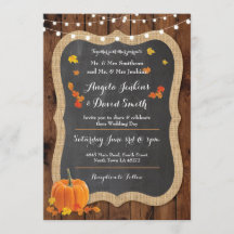 Wedding Pumpkin Fall Wood Chalk Party Einladung