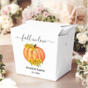 Wedding Pumpkin Orange White Floral Fall Geschenkschachtel