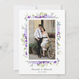 Wedding Purple Shades Flowers & Branches Photo Save The Date