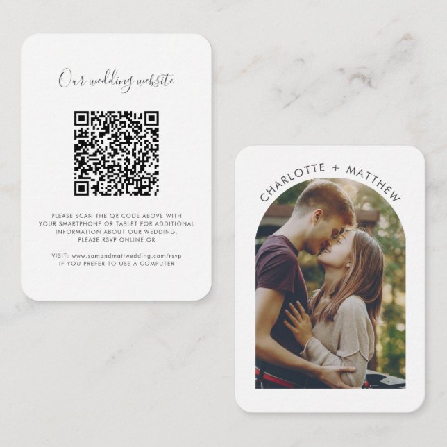 Wedding QR Code Photo and Website RSVP Begleitkarte (Vorne/Hinten)
