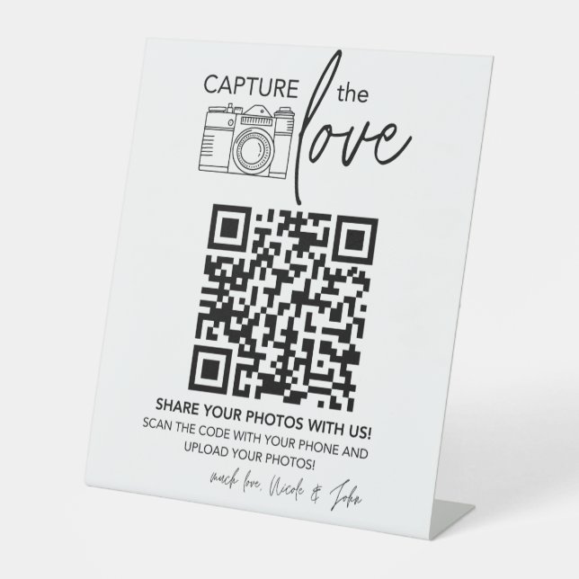 Wedding QR Code Sign | Minimalist Wedding Sign Sockelschild (Vorderseite)