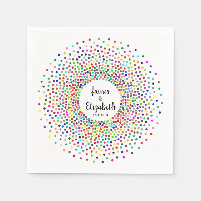 Wedding Rainbow Confetti Serviette (Vorderseite)