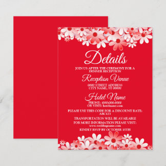 Wedding Red White Floral Detail Enclosure  Begleitkarte