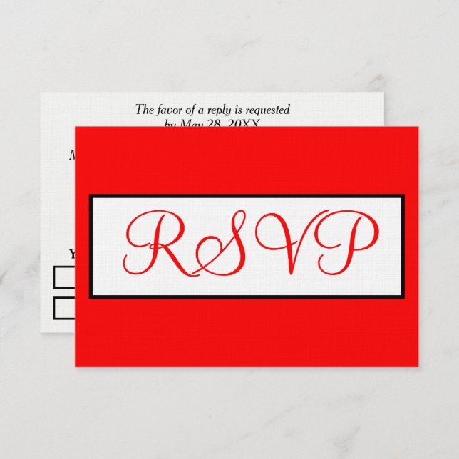 Wedding Red White UAWG RSVP Karte (Vorne/Hinten)