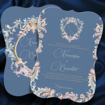 Wedding Regency Elegant Dusty Blue Einladung