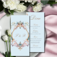Wedding Regency Era Blue Monogram Monogram Menu