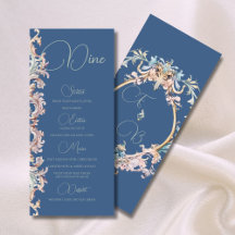 Wedding Regency Era Dusty Blue Monogram Menu