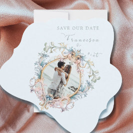 Wedding Regency Era Foto Blue Monogram Save The Date