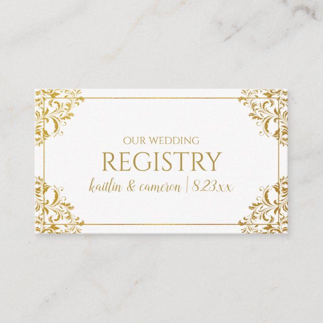 Wedding Registry Cards - Nadine - Imitate Gold Foi Begleitkarte (Vorderseite)