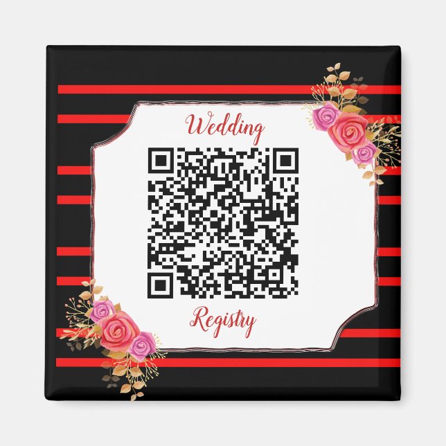 Wedding Registry Custom QR Code and Text Magnet (Vorne)