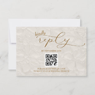 Wedding Retro Simple Beige QR RSVP Karte