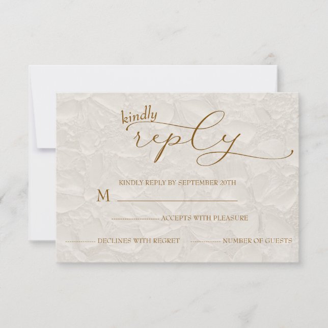 Wedding Retro Simple Beige RSVP Karte (Vorderseite)