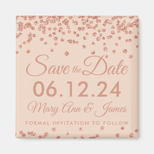 Wedding retten Datums-Rose, GoldGlitzer, Magnet