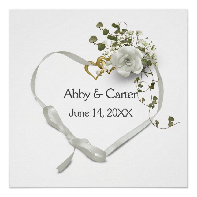 Wedding Ribbon Heart with Ivy Poster (Vorderseite)