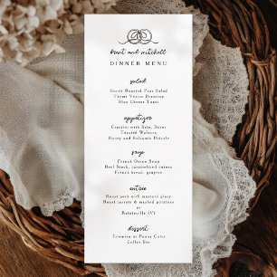 Wedding Rings Bow Dinner Menükarte