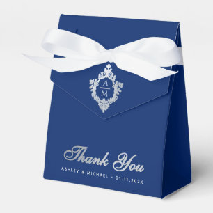 Wedding Royal Blue Silver Wappen Monogram Vielen D Geschenkschachtel