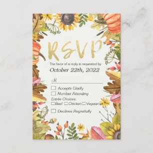 Wedding RSVP Antwort Autumn Maple Fall Leaf Pumpki