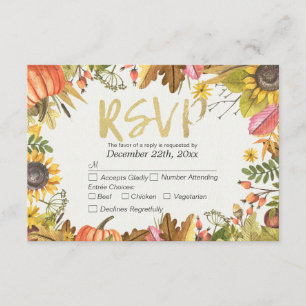 Wedding RSVP Antwort Autumn Maple Fall Leaf Pumpki