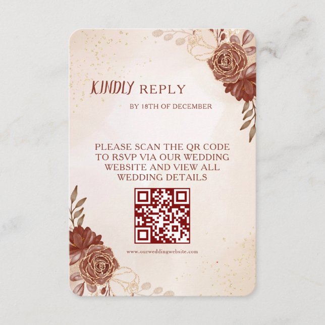Wedding RSVP Card | Elegant Botanical & Coordinate Karte (Vorderseite)