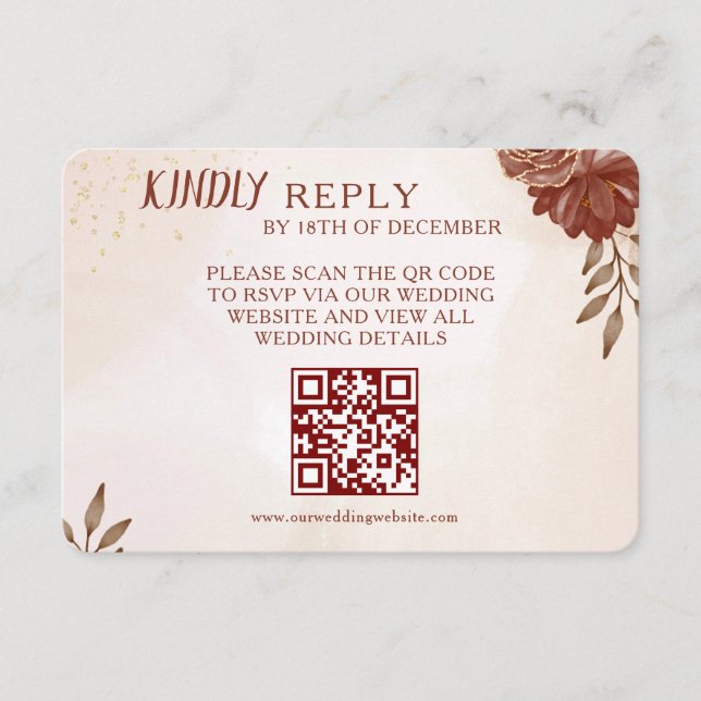 Wedding RSVP Card | Elegant Botanical & Coordinate Karte (Vorderseite)