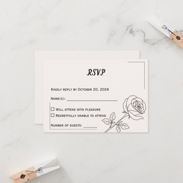 Wedding RSVP Card | Minimal Elegant Design (Vorderseite/Rückseite Beispiel)