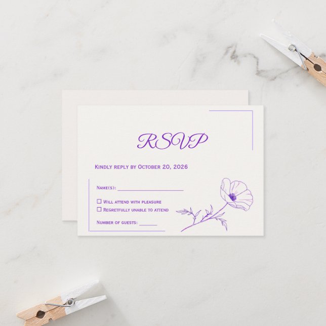 Wedding RSVP Card | Minimal Elegant Design (Vorderseite/Rückseite Beispiel)