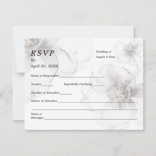 Wedding RSVP Card Soft Flowers Karte (Vorderseite)