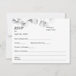 Wedding RSVP Card Soft Leaf Leaves  Karte
