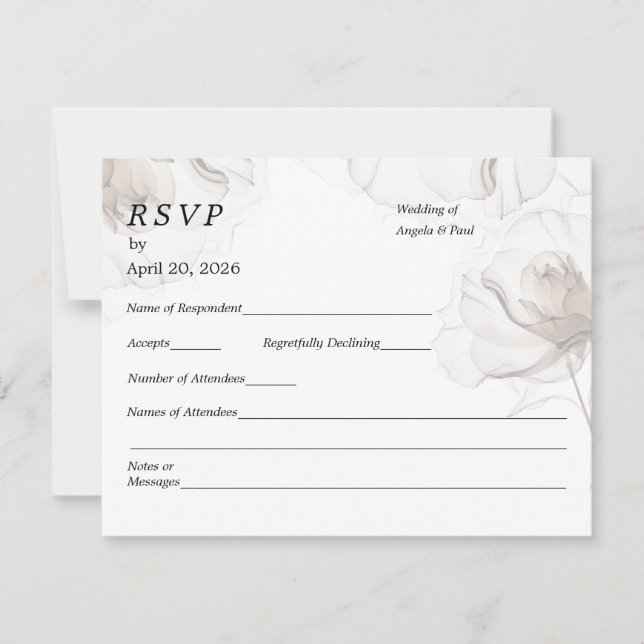 Wedding RSVP Card Soft Rose Flowers (Vorderseite)