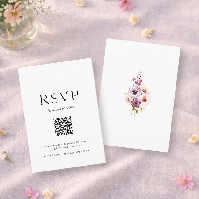 Wedding RSVP Card with QR Code | Elegant Floral (Von Creator hochgeladen)