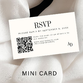 Wedding RSVP insert QR code ivory black enclosure