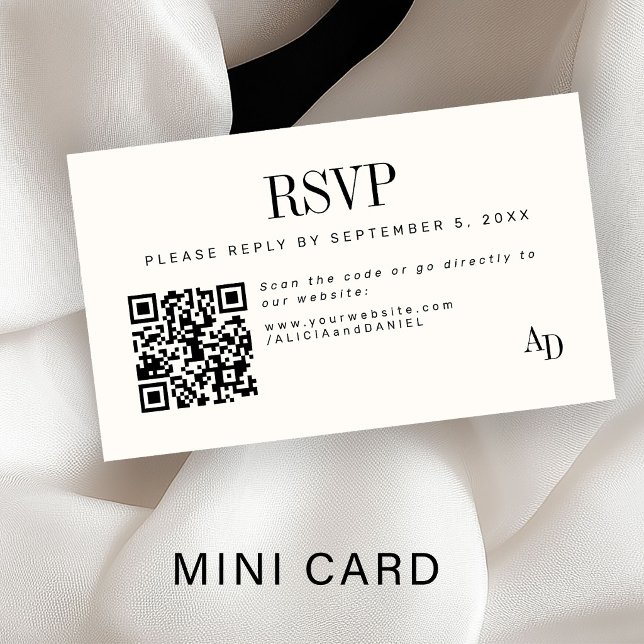 Wedding RSVP insert QR code ivory black enclosure (Von Creator hochgeladen)