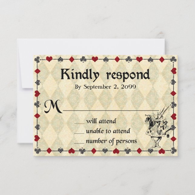 Wedding RSVP Kindly Respond,Alice im Wunderland (Vorderseite)