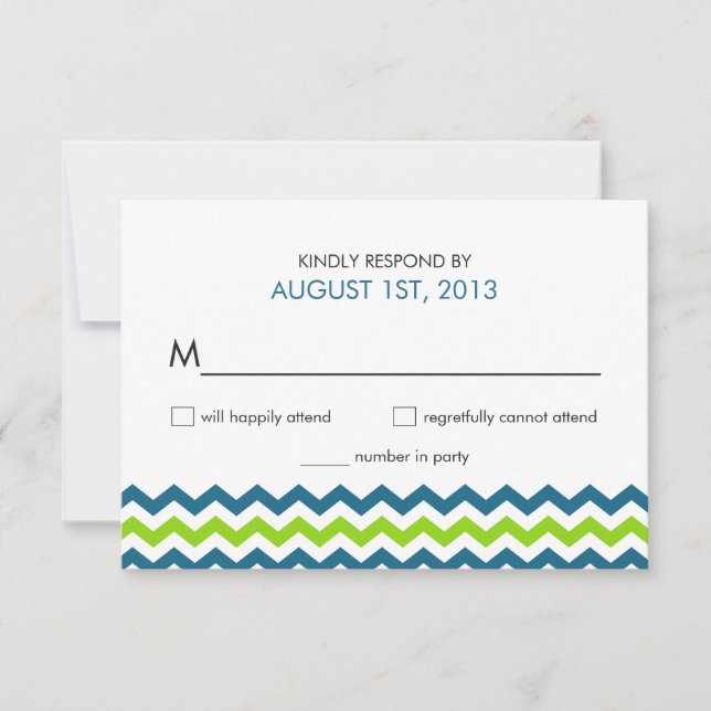 Wedding RSVP Moderne Zickzack Zigzag Karte (Vorderseite)