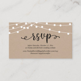 Wedding RSVP, Rustic Kraft String Lights Begleitkarte