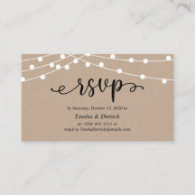 Wedding RSVP, Rustic Kraft String Lights