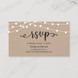 Wedding RSVP, Rustic Kraft String Lights Begleitkarte