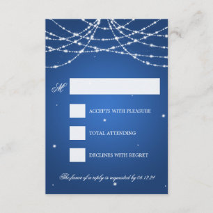 Wedding RSVP Sparkling String Blue Karte
