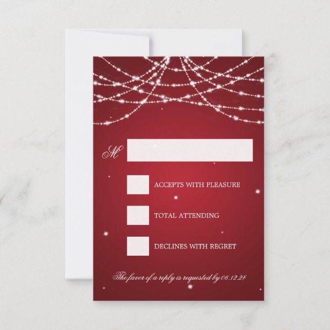 Wedding RSVP Sparkling String Red (Vorderseite)