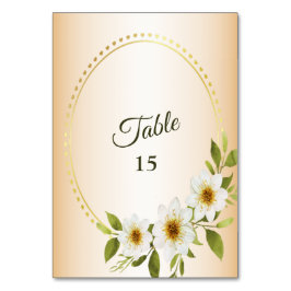 Wedding Rustic Golden Geometric White Floral Peach Tischnummer