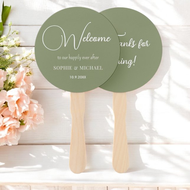 Wedding Sage Green White Danke Fans Fächer (Von Creator hochgeladen)