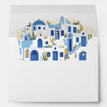 Wedding Santorini Greece Envelope Griechisch Blue 