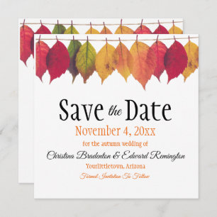 Wedding Save the Date Autumn Leaves on String Ankündigung